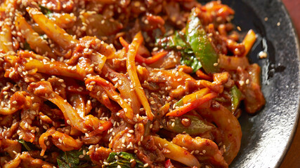 Stir-fried spicy pork,Korean food 