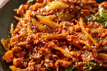 Stir-fried spicy pork,Korean food 