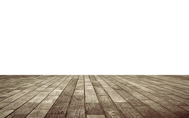 wooden floor and wall on white background.