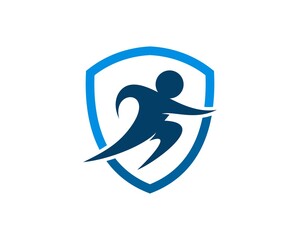 Protection shield with running delivery people inside