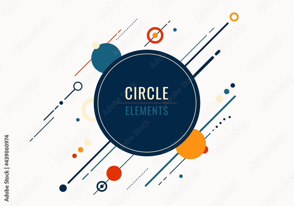 Wall mural abstract geometric circles and diagonal lines elements on white background