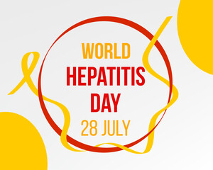 World hepatitis day concept. Banner template with yellow ribbon and text.  Vector illustration. - obrazy, fototapety, plakaty