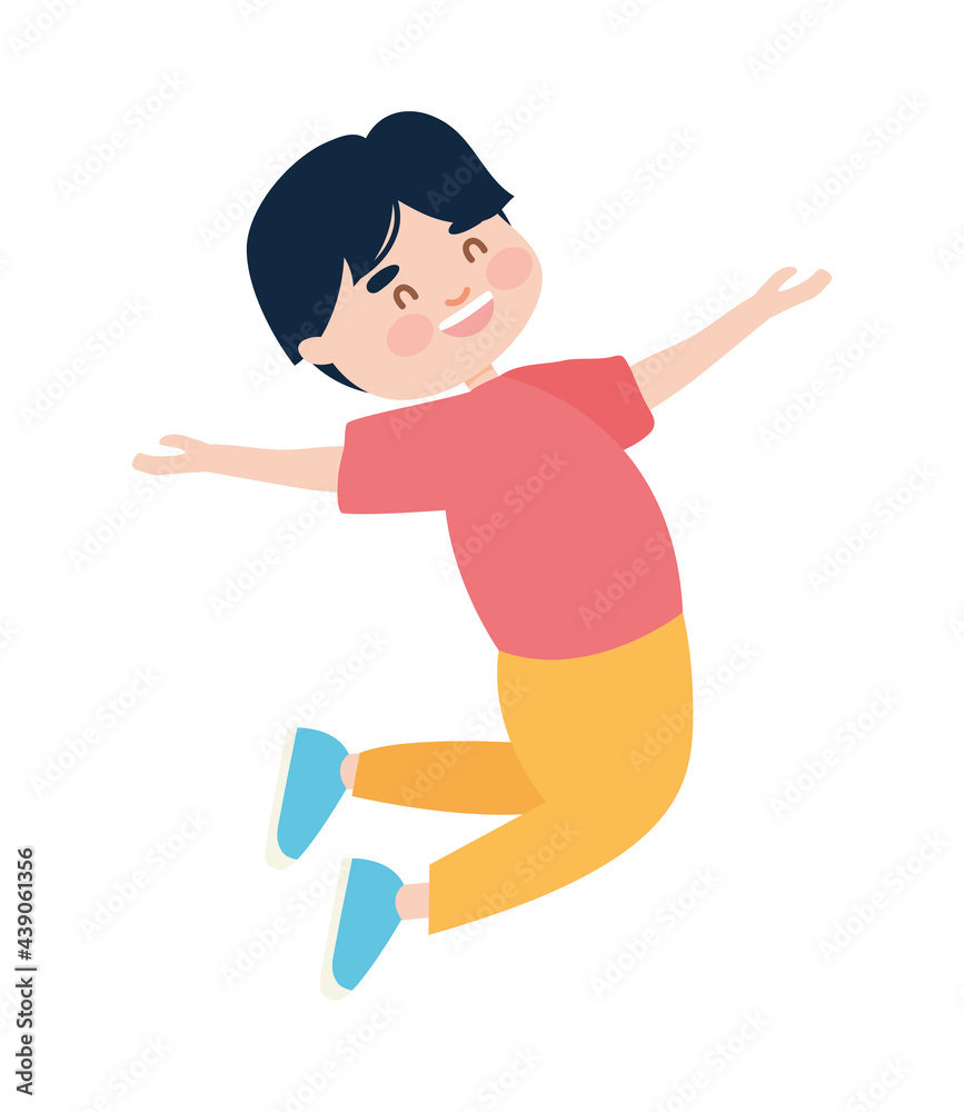 Wall mural happy boy jumping