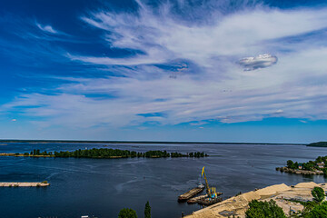 view of the Dnipro river from the hill