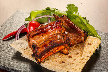 Tasty hot Pork ribs barbecue