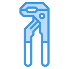Groove Joint Pliers blue line icon