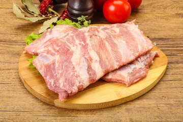 Raw pork ribs for cooking
