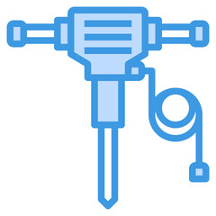 Hydraulic Breaker blue line icon