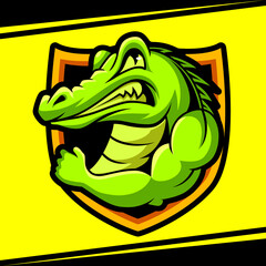 alligator strong mascot esport logo gaming team and streamer, vector illustration © Ilhustrator