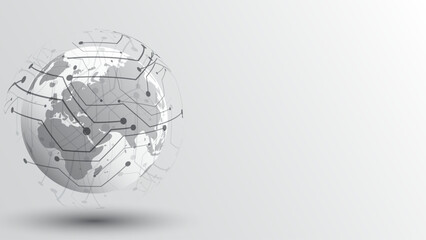 Global network connection World map abstract technology background global business innovation concept