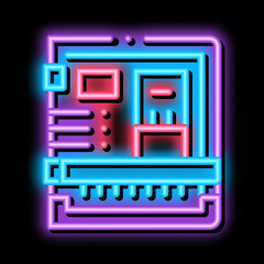 back of computer system with ports neon light sign vector. Glowing bright icon back of computer system with ports sign. transparent symbol illustration