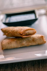 Chinese Spring Rolled with Soy Sauce