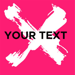 Vector Cross Shape on Pink. White Cross Stamp. Icon, Logo, Banner Design.