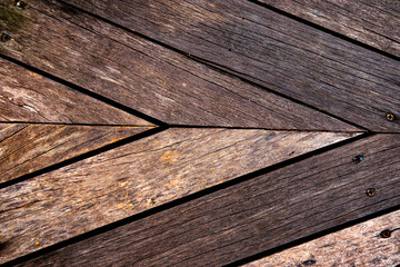 triangle Brown dark wood floor vintage texture retro background, wood planks. plank texture with...