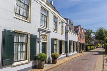 Historic white house in the central street of Loenen, Netherlands