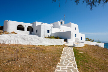 The church of Agios Ioannis Detis in the north western part of Paros, at the rocky coast of...