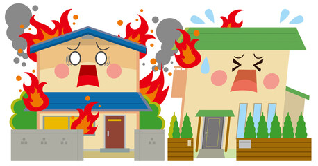 住宅　火事　火災　延焼 © Gokuma