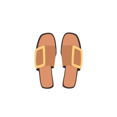 Women's summer shoes collection. Top view.  Female flip flops, shoes, sneakers. Hand draw vector illustration