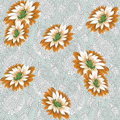 seamless vector flowers pattern on  background