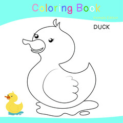 Coloring animals worksheet page. Educational printable colouring worksheet. Additional worksheet for kids. Black and white vector illustration.