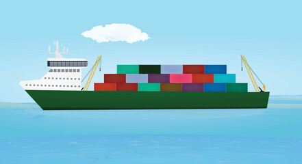 Cargo ship for containers. vector