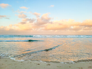 Cotton candy pink beach sunset