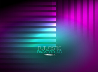 Fototapeta premium Bright neon color techno abstract background, shiny glowing neon lines in the dark background