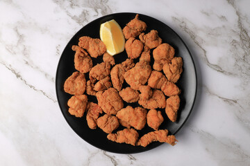 Andalusian dogfish ration (bienmesabe) on marble background