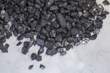 Close up shot of black natural charcoal texture background. Coal Mine
