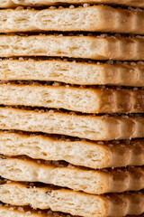 Cookies background. Stack of cripsy sweet chips biscuits