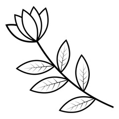 Abstract flower, Isolated outline illustration, doodle style