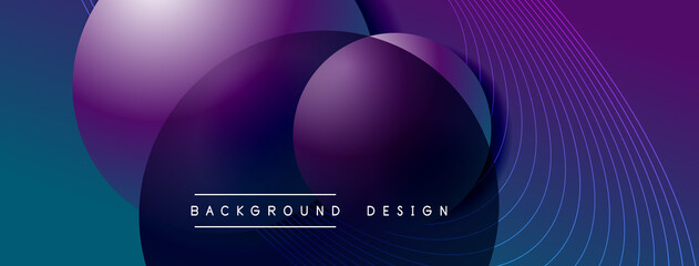 Gradient circles with shadows. Vector techno abstract background. Modern overlapping forms wallpaper background, design template