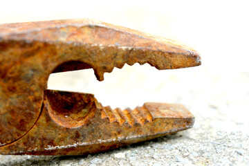 old rusty pliers close up image
