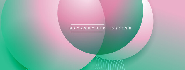 Gradient circles with shadows. Vector techno abstract background. Modern overlapping forms wallpaper background, design template