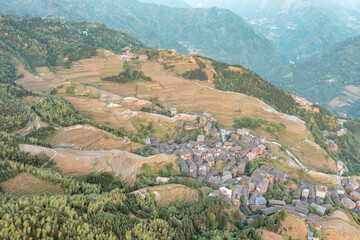 aerial view of rice terraces