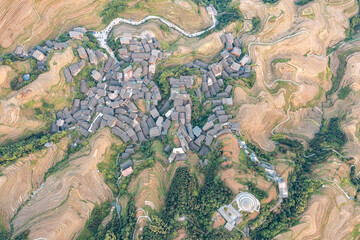 aerial view of rice terraces