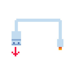 Usb cable icon. Pixel art flat style. Web site design. 8-bit. Video game sprite. Isolated abstract vector illustration. 
