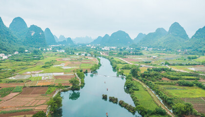 landscape with mountains and river