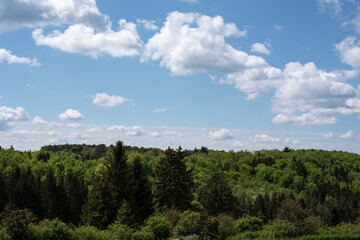 wooded hills in swabian alb in spring