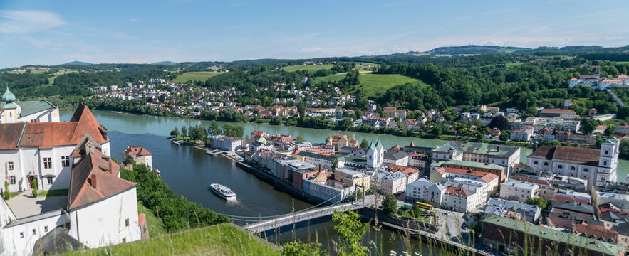 View Of The Intersection Of The 3 Rivers In Passau