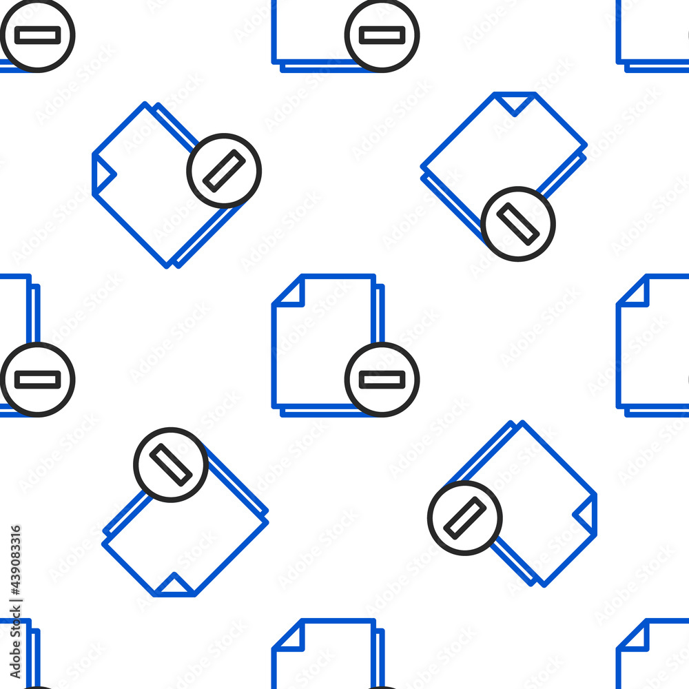 Fototapete line document with minus icon isolated seamless pattern on white background. clear document. remove 