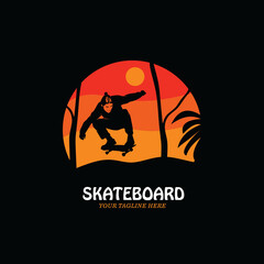 Skateboard logo silhouette in the forest