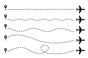 Airplane Track to Point. Line Way or Air Lines Path