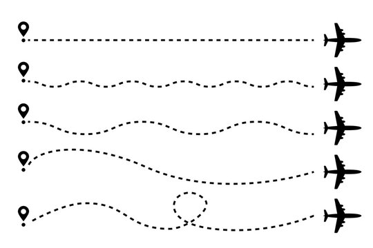 Airplane Track to Point. Line Way or Air Lines Path