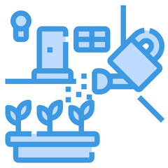 Planting blue line icon