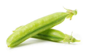 Fresh peas on white background