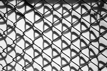 Mesh netting on the iron fence in the background. Wire fence Closeup of steel net Steel mesh
