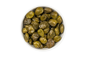 pickled marinated capers isolated on white background