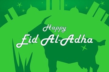 happy eid al-adha goat green template