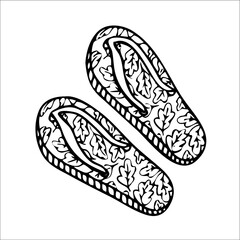 slippers slates for beach sauna and relaxation, hand-drawn doodles,